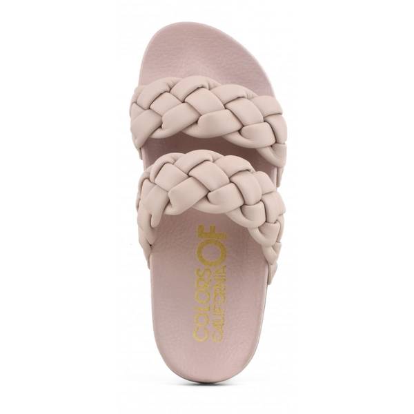 Colors Of California Woven Upper Two-Band Slide Pink