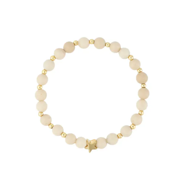 Dark Stone Bead Bracelet 6 MM W/ Gold Beads Sand