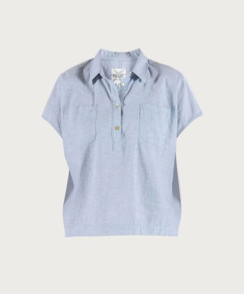 Blue Sportswear Lisbeth Kort Skjorte Lin Heaven Melange