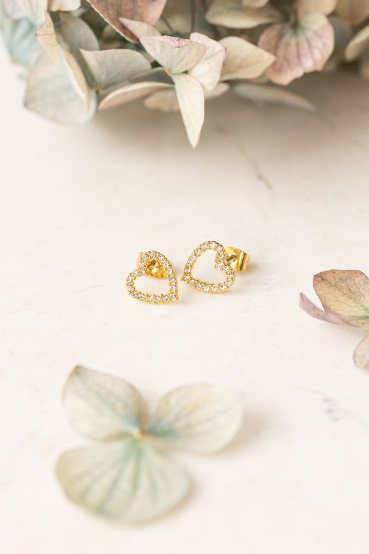 Secrets by B Sparkling Heart Earstuds Clear