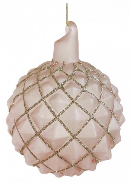 Shishi Glass Cone Ball Transparent Mat Pink With Gold Glitter 8 